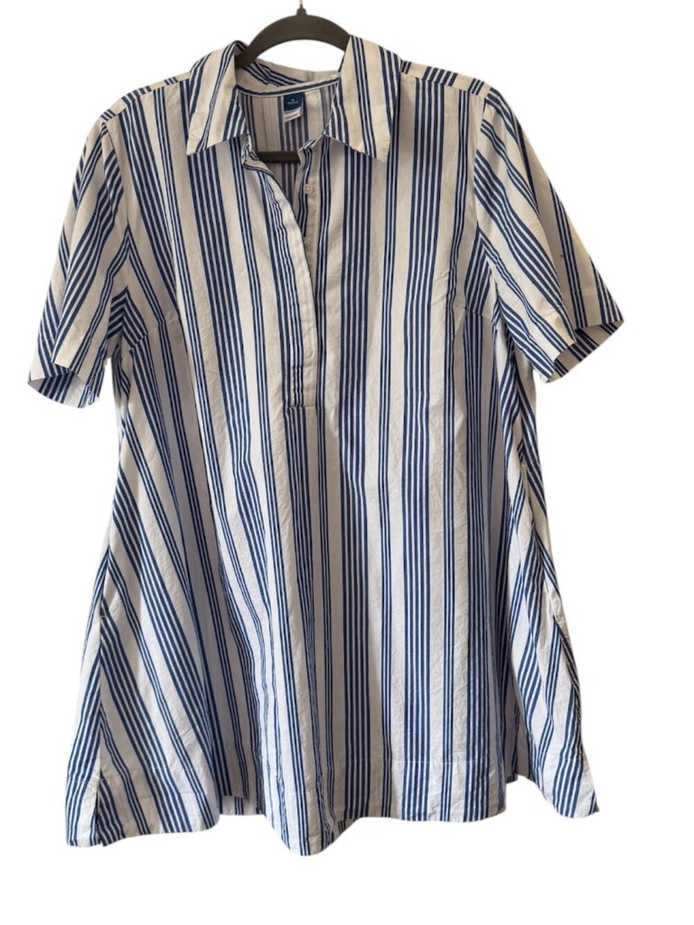 Old Navy Blue and White Striped 100% Cotton Shift Dress Size M Petite